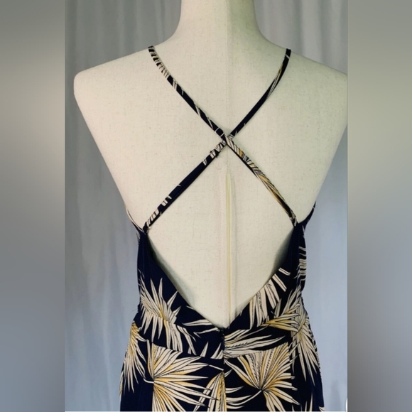 TIMING Jumpsuit Navy Botanical Palm Leaf Print - - Size Small - Picture 5 of 11